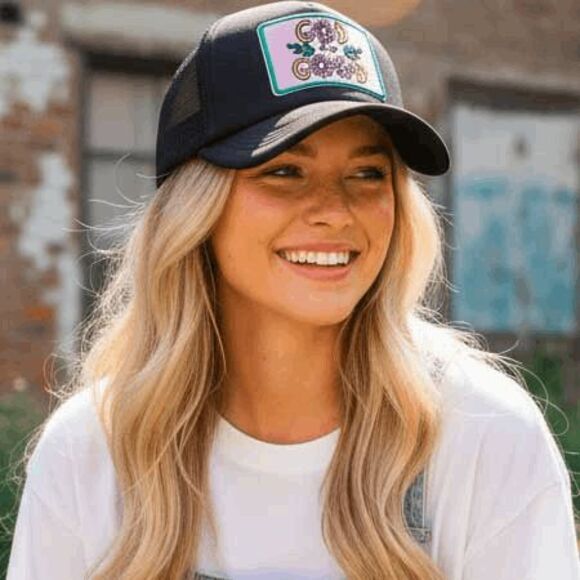 2/$30 Ladies Black Faith Trucker Hat - Picture 3 of 7